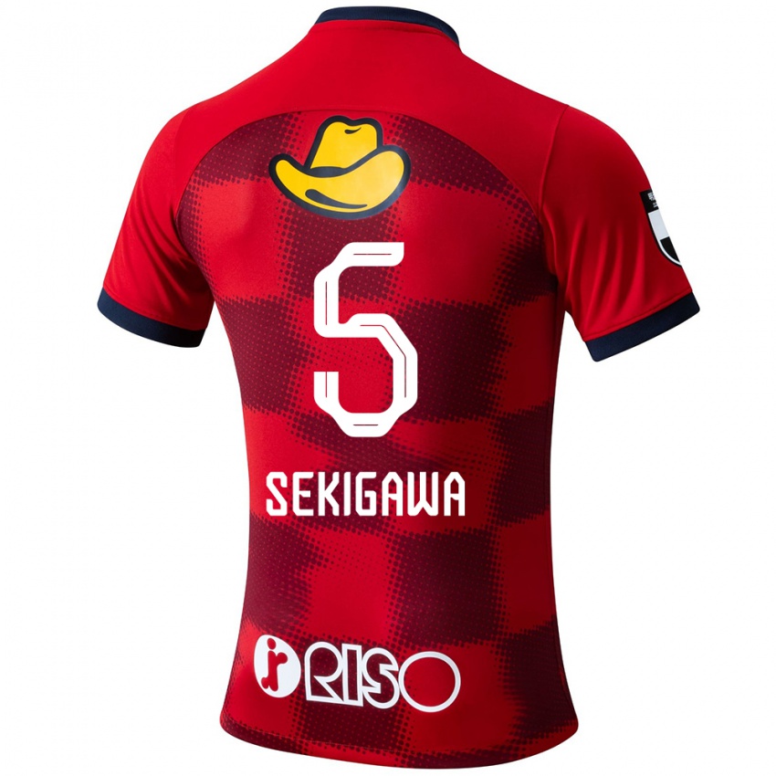 Uomo Maglia Ikuma Sekigawa #5 Rosso Blu Bianco Kit Gara Home 2024/25 Maglietta