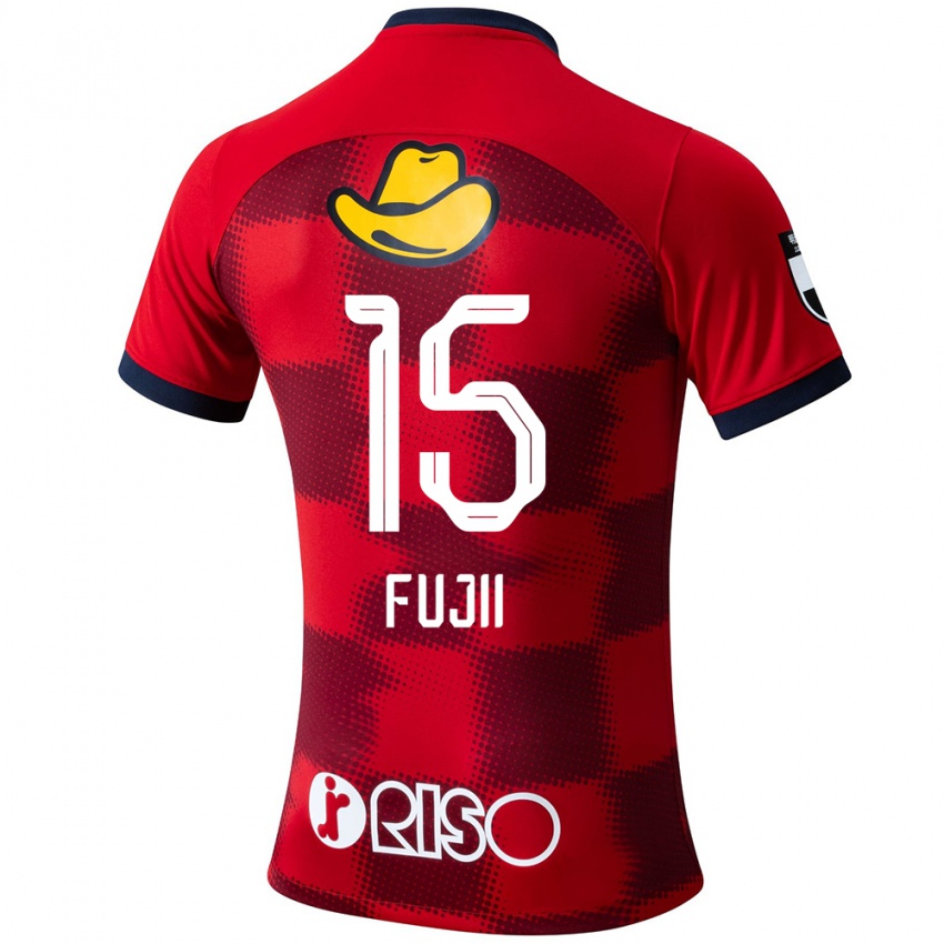 Uomo Maglia Tomoya Fujii #15 Rosso Blu Bianco Kit Gara Home 2024/25 Maglietta