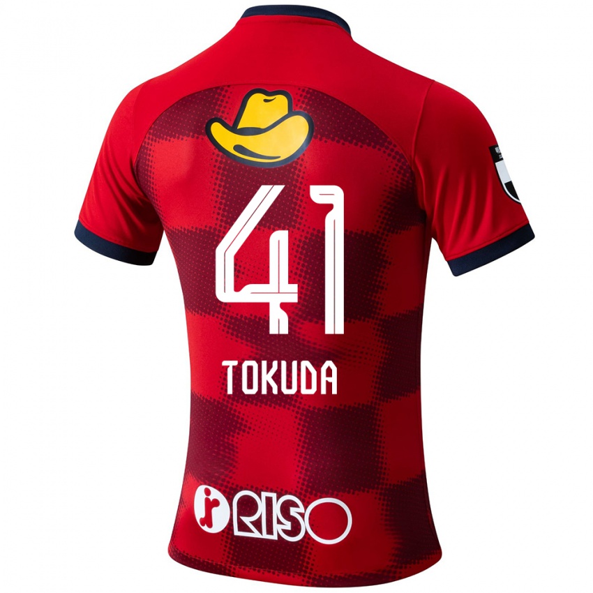 Uomo Maglia Homare Tokuda #41 Rosso Blu Bianco Kit Gara Home 2024/25 Maglietta