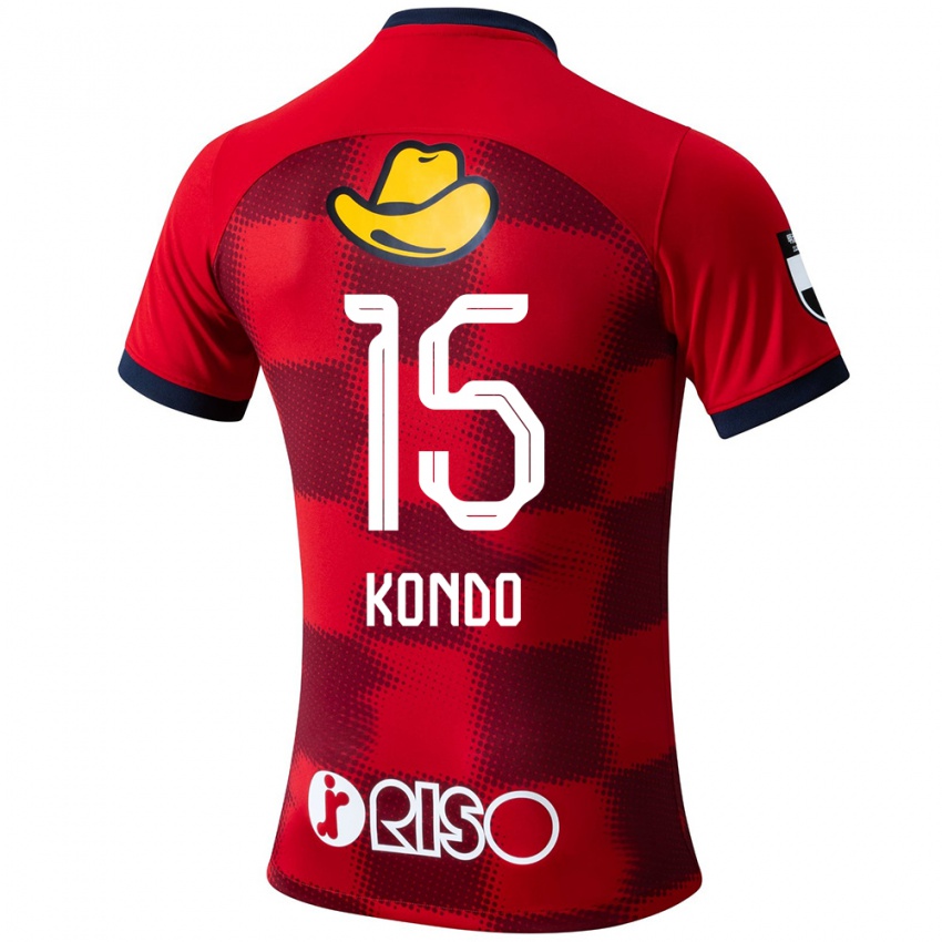 Uomo Maglia Daisuke Kondo #15 Rosso Blu Bianco Kit Gara Home 2024/25 Maglietta