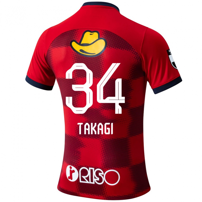 Uomo Maglia Haruto Takagi #34 Rosso Blu Bianco Kit Gara Home 2024/25 Maglietta