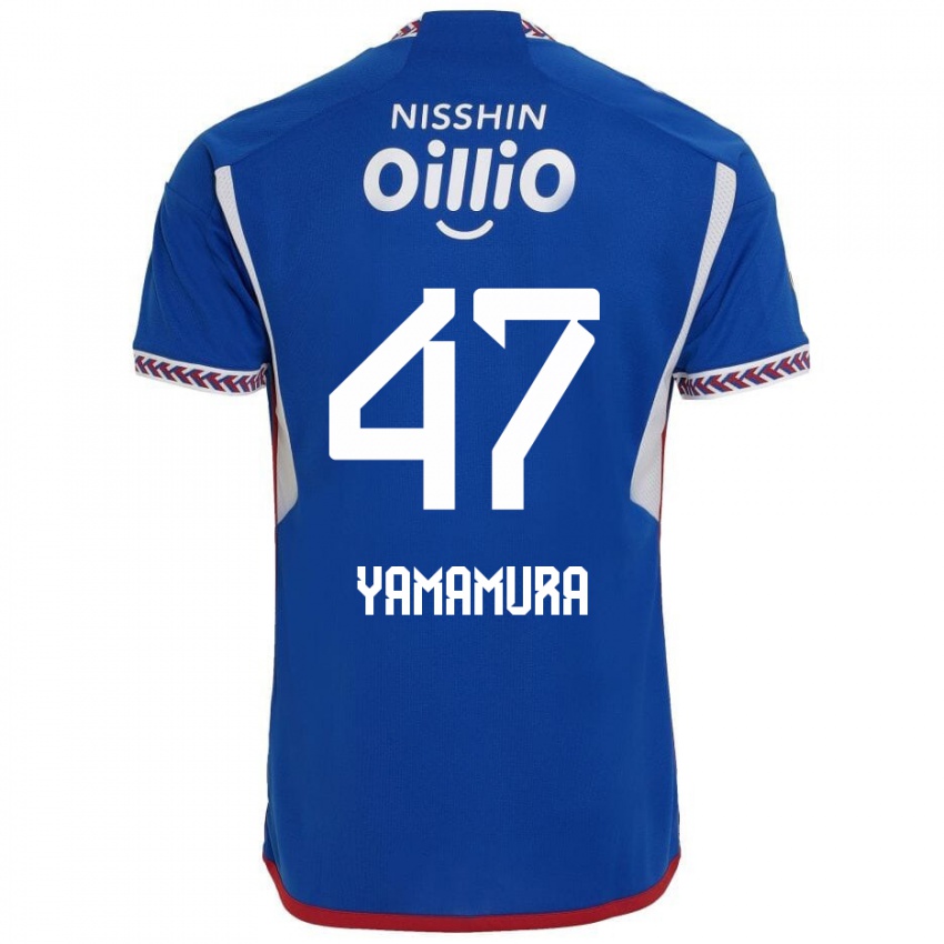 Uomo Maglia Kazuya Yamamura #47 Blu Bianco Rosso Kit Gara Home 2024/25 Maglietta