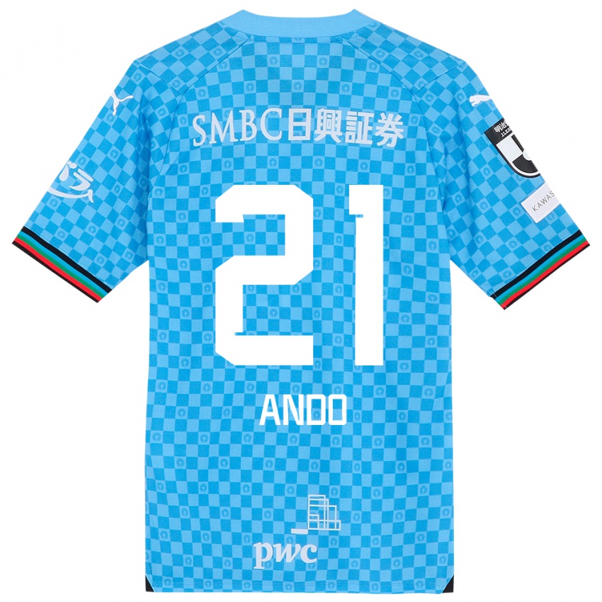 Uomo Maglia Shunsuke Ando #21 Azzurro Blu Kit Gara Home 2024/25 Maglietta