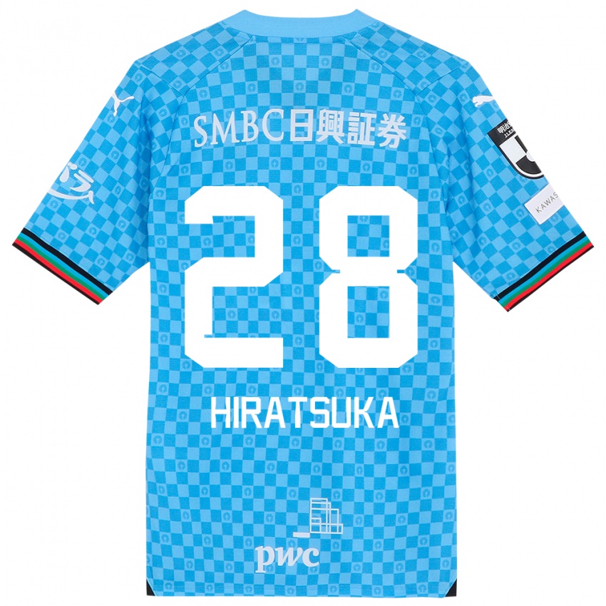 Uomo Maglia Hayato Hiratsuka #28 Azzurro Blu Kit Gara Home 2024/25 Maglietta