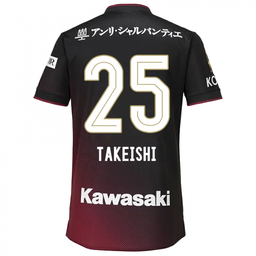 Uomo Maglia Tsubasa Takeishi #25 Nero Rosso Kit Gara Home 2024/25 Maglietta