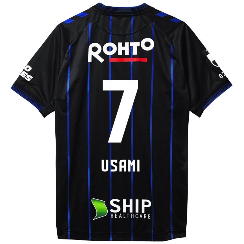 Uomo Maglia Takashi Usami #7 Nero Blu Kit Gara Home 2024/25 Maglietta