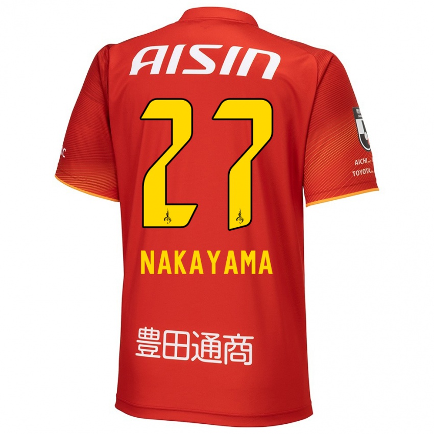 Uomo Maglia Katsuhiro Nakayama #27 Rosso Bianco Giallo Kit Gara Home 2024/25 Maglietta