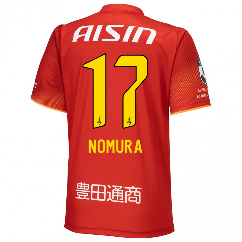 Uomo Maglia Yuto Nomura #17 Rosso Bianco Giallo Kit Gara Home 2024/25 Maglietta