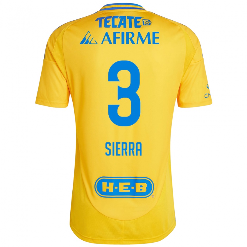 Uomo Maglia Bianca Sierra #3 Oro Giallo Kit Gara Home 2024/25 Maglietta