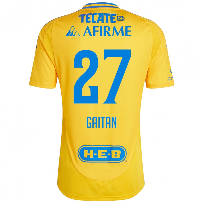 Uomo Maglia Natalia Gaitan #27 Oro Giallo Kit Gara Home 2024/25 Maglietta