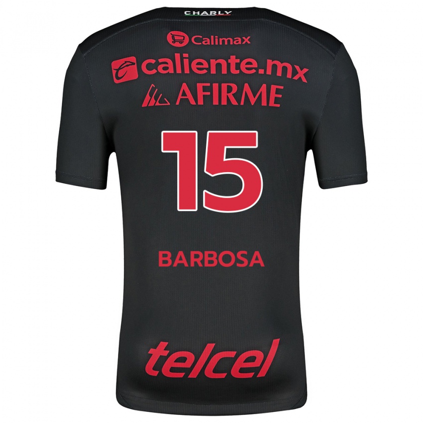 Uomo Maglia Diego Barbosa #15 Nero Rosso Kit Gara Home 2024/25 Maglietta