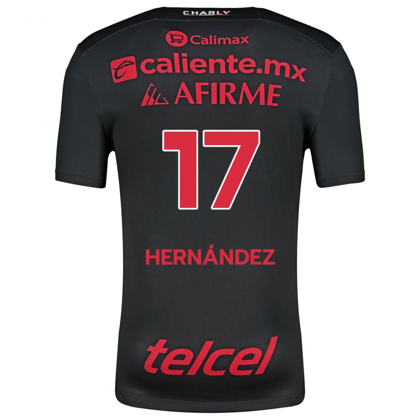 Uomo Maglia Rubén Hernández #17 Nero Rosso Kit Gara Home 2024/25 Maglietta