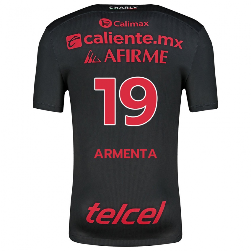 Uomo Maglia Eduardo Armenta #19 Nero Rosso Kit Gara Home 2024/25 Maglietta