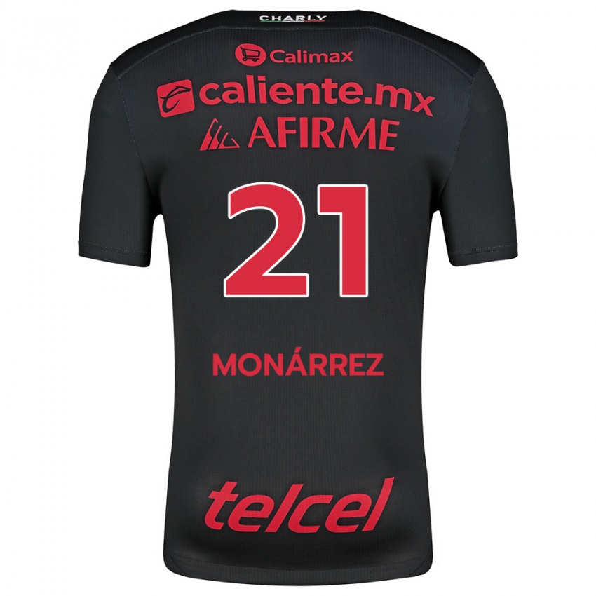 Uomo Maglia Fernando Monárrez #21 Nero Rosso Kit Gara Home 2024/25 Maglietta