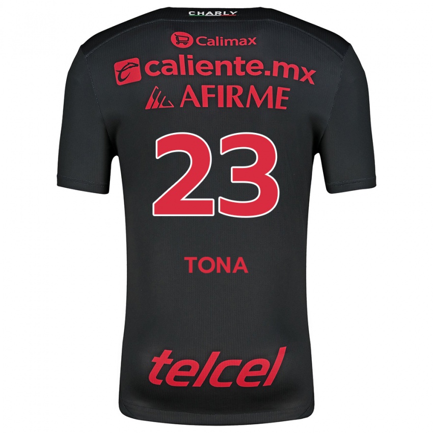 Uomo Maglia Iván Tona #23 Nero Rosso Kit Gara Home 2024/25 Maglietta