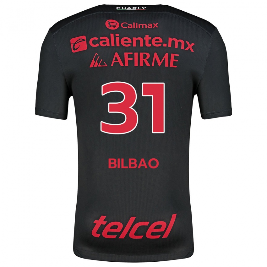 Uomo Maglia Unai Bilbao #31 Nero Rosso Kit Gara Home 2024/25 Maglietta