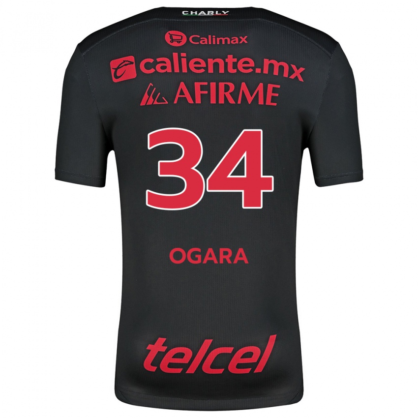 Uomo Maglia Gerson Ogara #34 Nero Rosso Kit Gara Home 2024/25 Maglietta