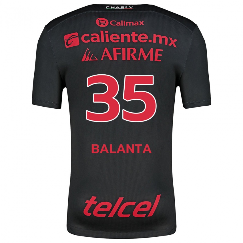 Uomo Maglia Kevin Balanta #35 Nero Rosso Kit Gara Home 2024/25 Maglietta