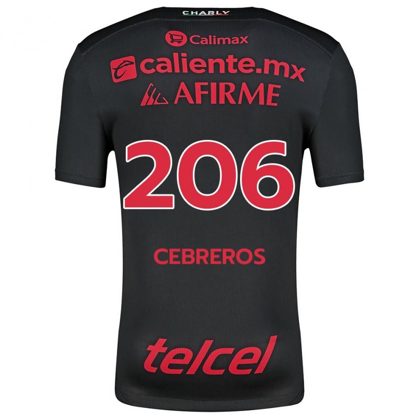 Uomo Maglia Luis Cebreros #206 Nero Rosso Kit Gara Home 2024/25 Maglietta