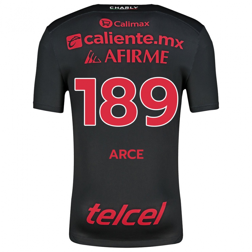 Uomo Maglia Diego Arce #189 Nero Rosso Kit Gara Home 2024/25 Maglietta