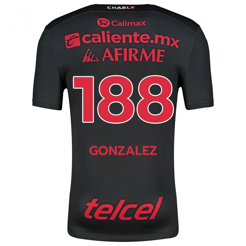 Uomo Maglia Jorge González #188 Nero Rosso Kit Gara Home 2024/25 Maglietta