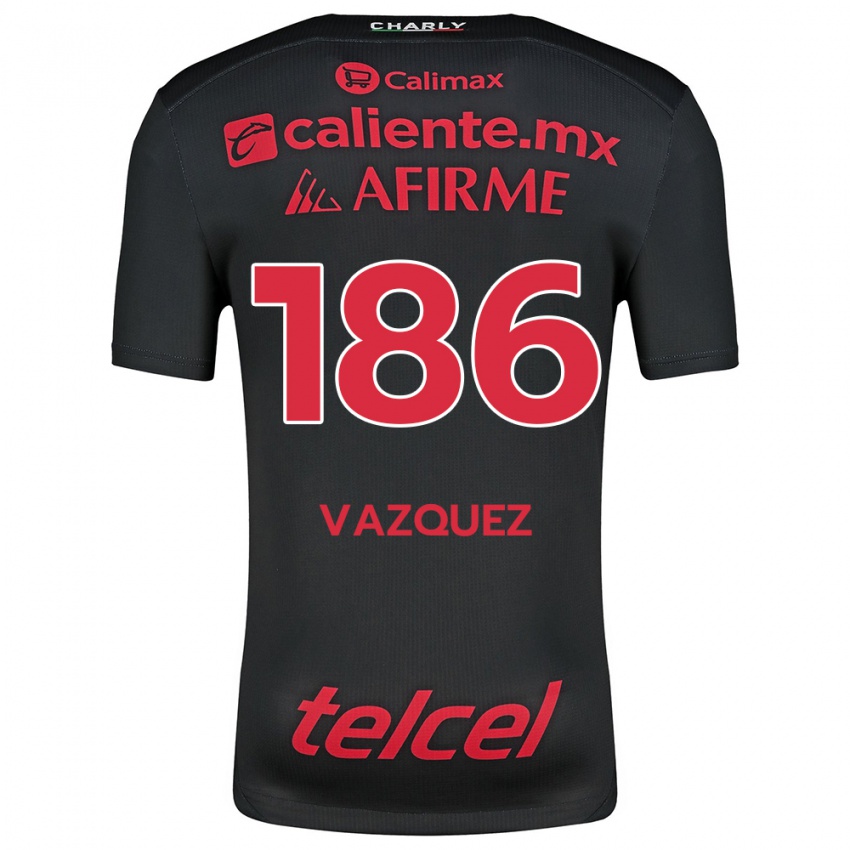 Uomo Maglia Octavio Vázquez #186 Nero Rosso Kit Gara Home 2024/25 Maglietta