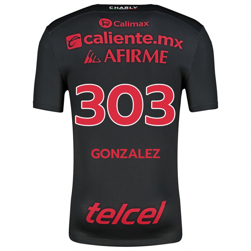 Uomo Maglia Osmar González #303 Nero Rosso Kit Gara Home 2024/25 Maglietta