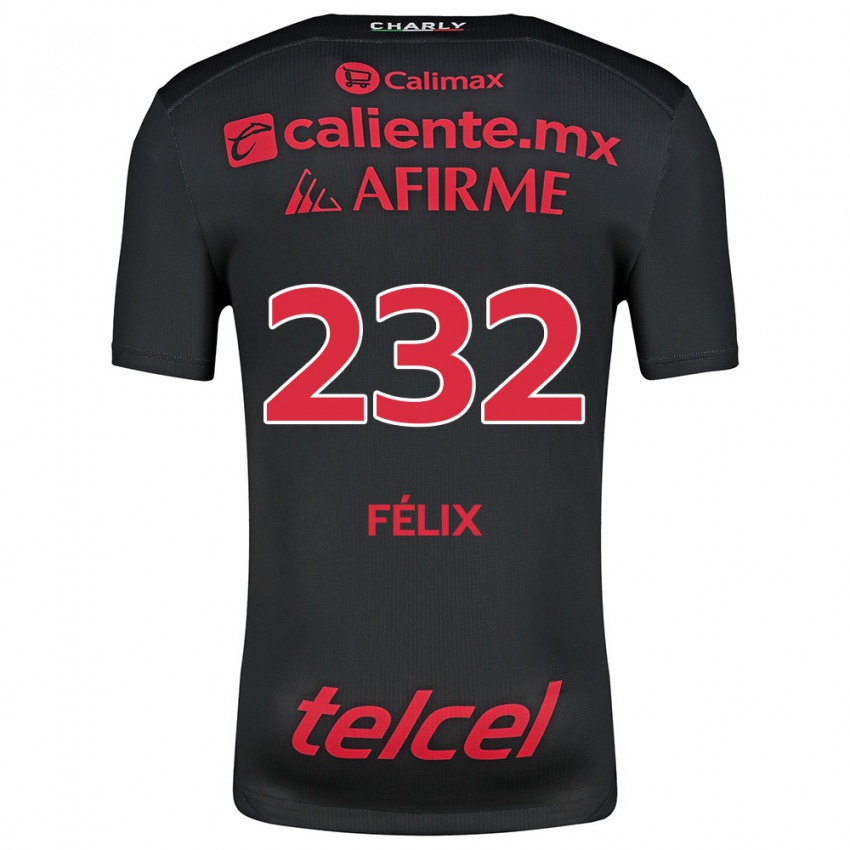 Uomo Maglia Erick Félix #232 Nero Rosso Kit Gara Home 2024/25 Maglietta