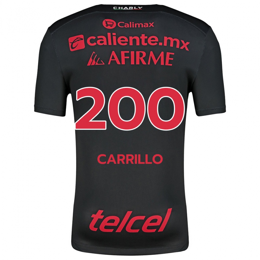 Uomo Maglia Manuel Carrillo #200 Nero Rosso Kit Gara Home 2024/25 Maglietta