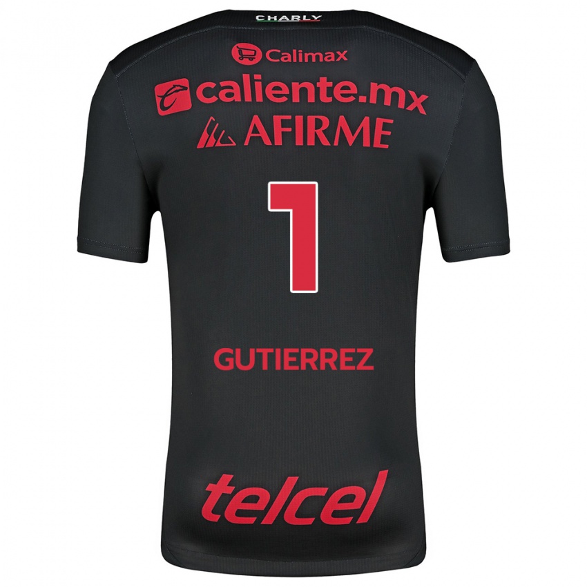 Uomo Maglia Alejandra Gutierrez #1 Nero Rosso Kit Gara Home 2024/25 Maglietta