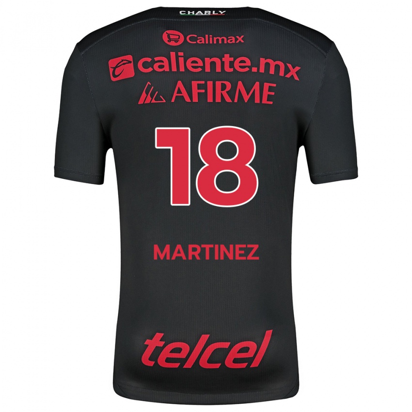 Uomo Maglia Natividad Martínez #18 Nero Rosso Kit Gara Home 2024/25 Maglietta