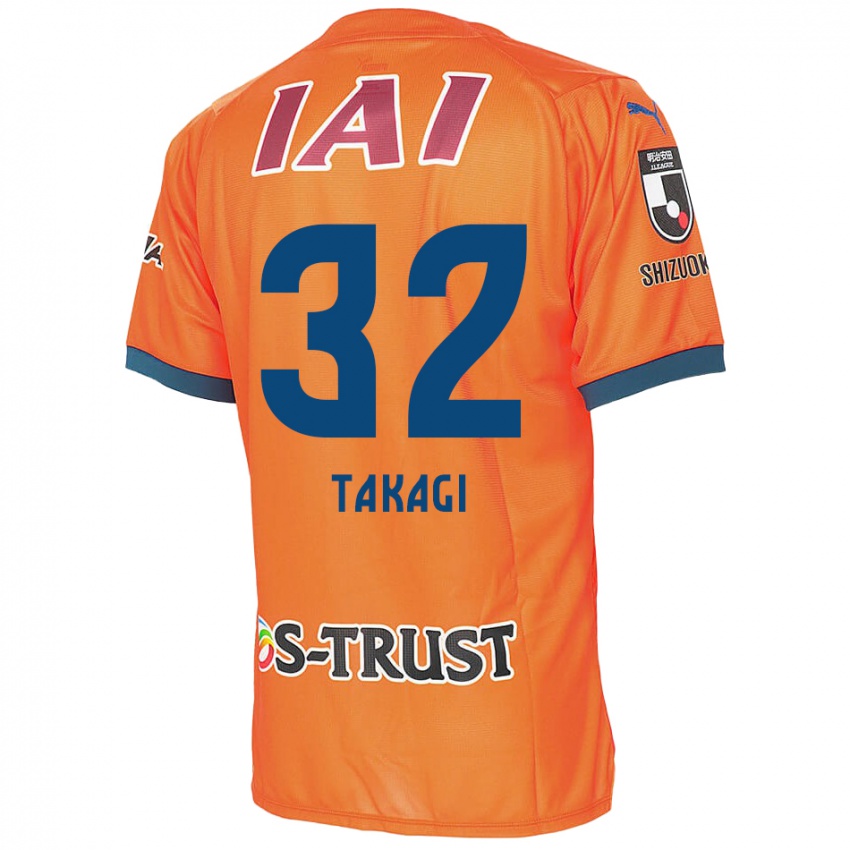 Uomo Maglia Sen Takagi #32 Arancione Blu Kit Gara Home 2024/25 Maglietta