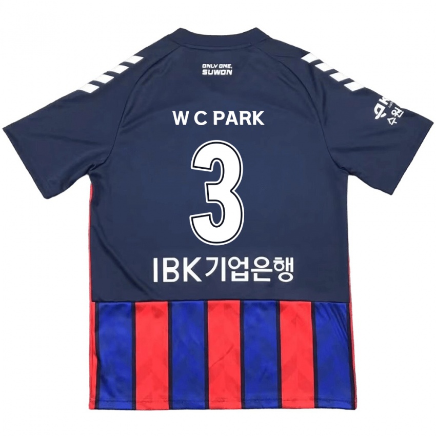 Uomo Maglia Cheol-Woo Park #3 Blu Rosso Kit Gara Home 2024/25 Maglietta