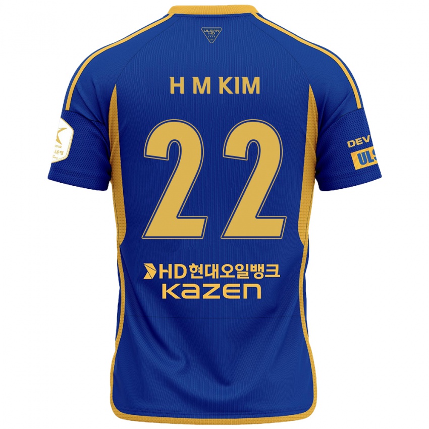 Uomo Maglia Min-Hyuk Kim #22 Blu Giallo Kit Gara Home 2024/25 Maglietta