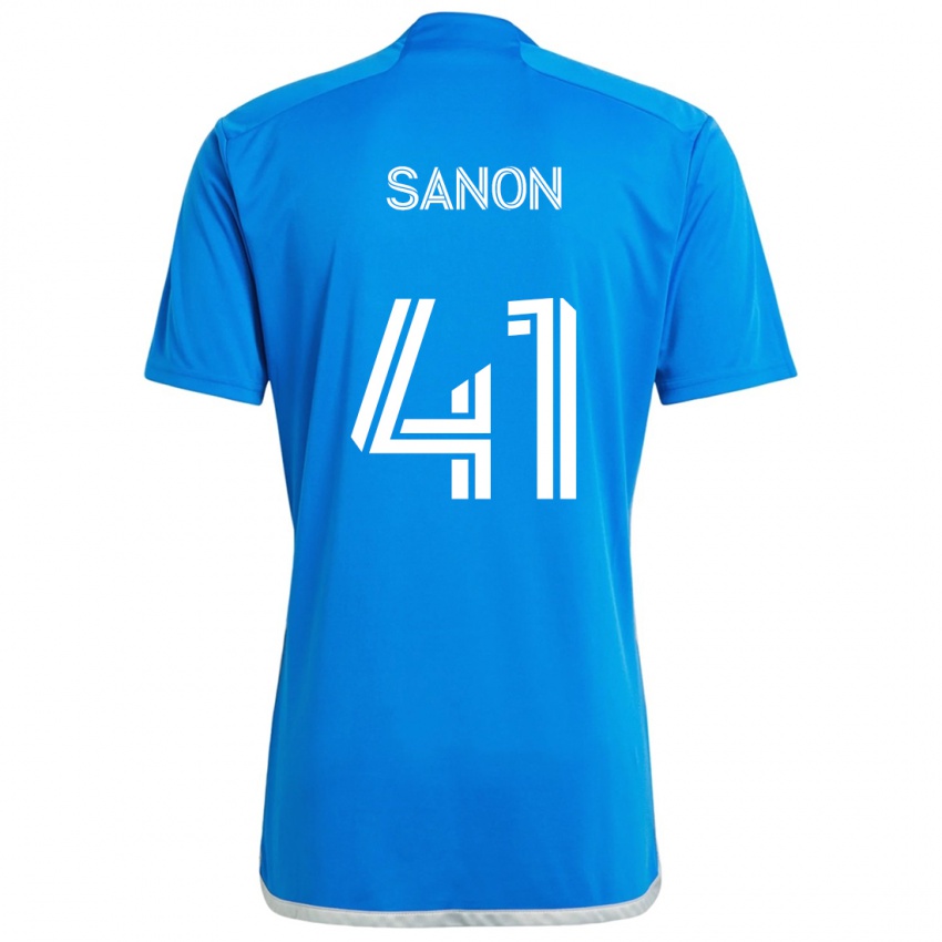 Uomo Maglia Jérémy Sanon #41 Blu Bianco Kit Gara Home 2024/25 Maglietta