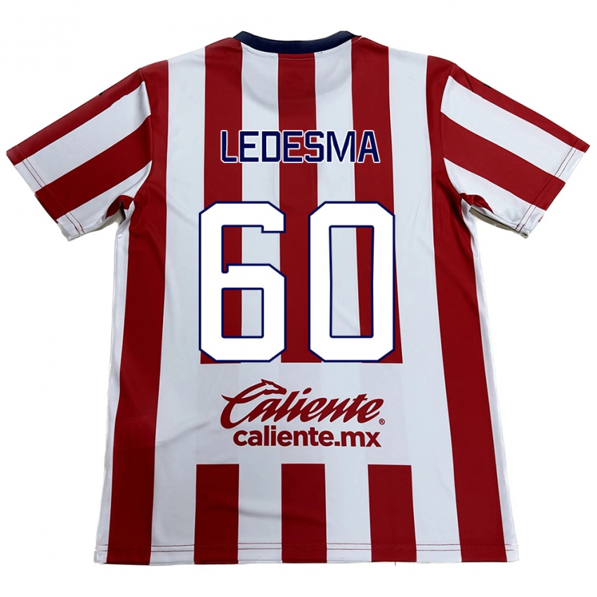 Uomo Maglia Luis Ledesma #60 Rosso Bianco Kit Gara Home 2024/25 Maglietta