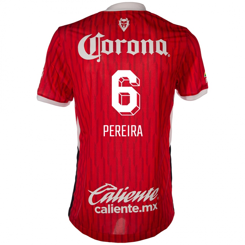 Uomo Maglia Federico Pereira #6 Rosso Bianco Kit Gara Home 2024/25 Maglietta