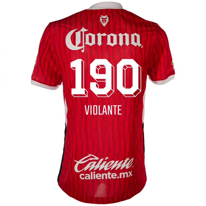 Uomo Maglia Isaías Violante #190 Rosso Bianco Kit Gara Home 2024/25 Maglietta