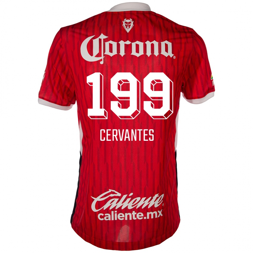 Uomo Maglia Axel Cervantes #199 Rosso Bianco Kit Gara Home 2024/25 Maglietta