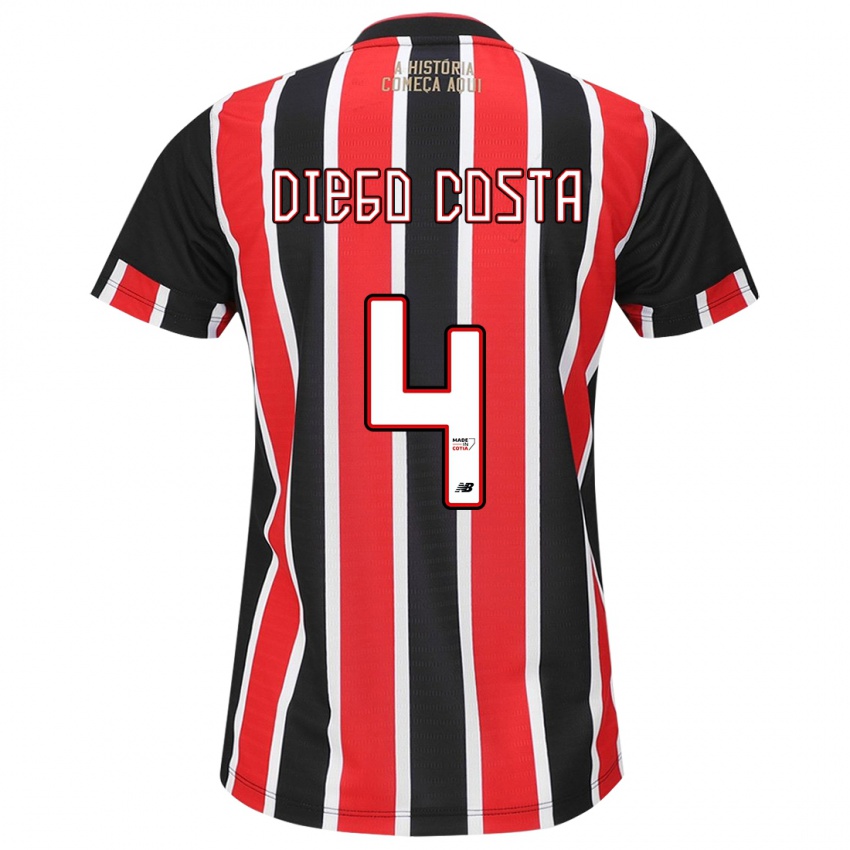 Uomo Maglia Diego Costa #4 Nero Rosso Bianco Kit Gara Away 2024/25 Maglietta