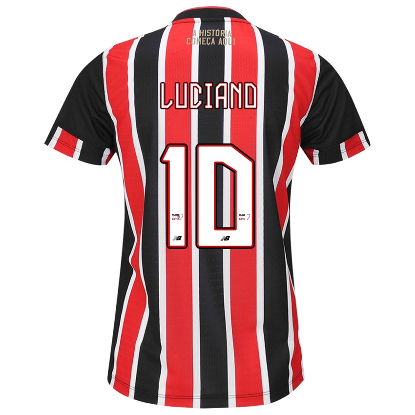 Uomo Maglia Luciano #10 Nero Rosso Bianco Kit Gara Away 2024/25 Maglietta