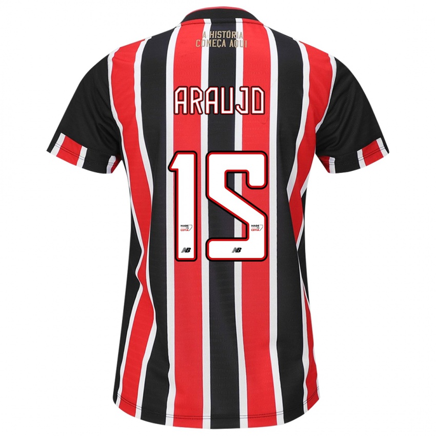 Uomo Maglia Michel Araújo #15 Nero Rosso Bianco Kit Gara Away 2024/25 Maglietta