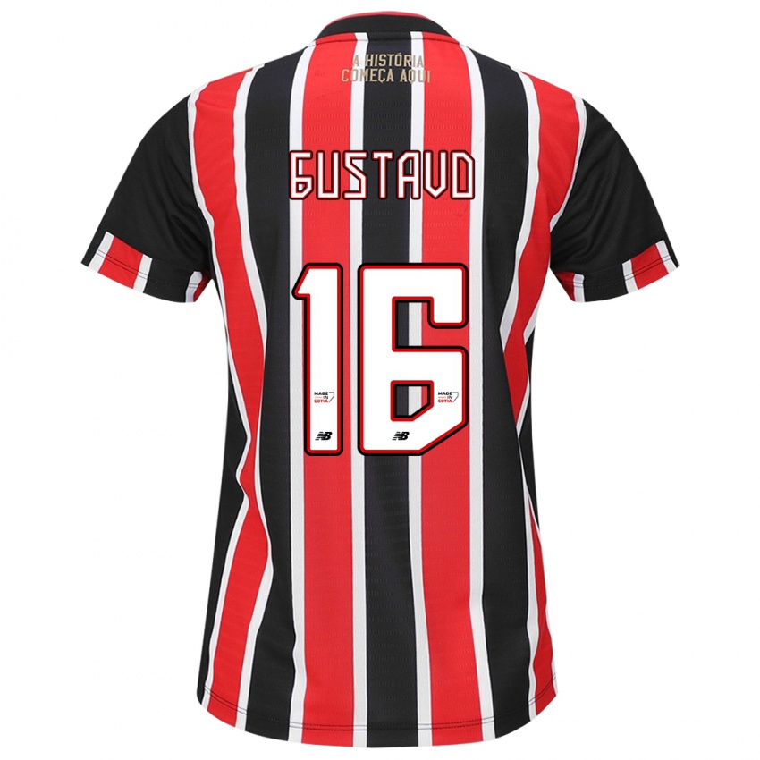 Uomo Maglia Luiz Gustavo #16 Nero Rosso Bianco Kit Gara Away 2024/25 Maglietta