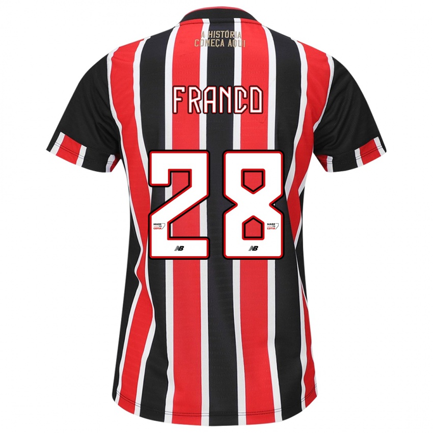 Uomo Maglia Alan Franco #28 Nero Rosso Bianco Kit Gara Away 2024/25 Maglietta