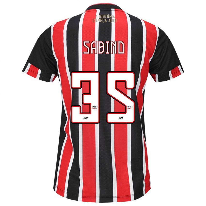 Uomo Maglia Sabino #35 Nero Rosso Bianco Kit Gara Away 2024/25 Maglietta