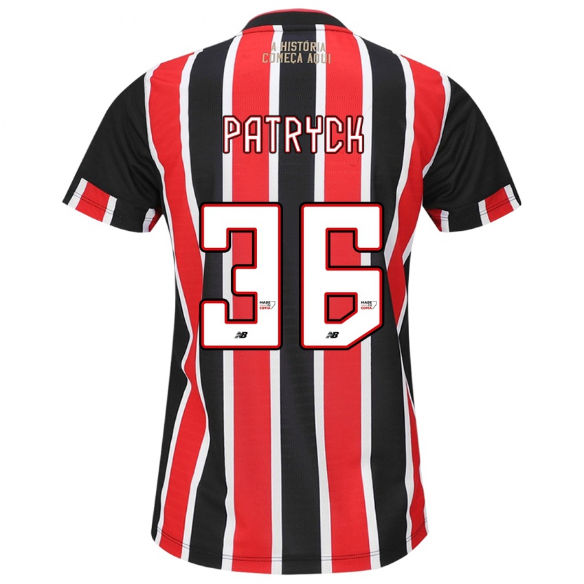 Uomo Maglia Patryck #36 Nero Rosso Bianco Kit Gara Away 2024/25 Maglietta