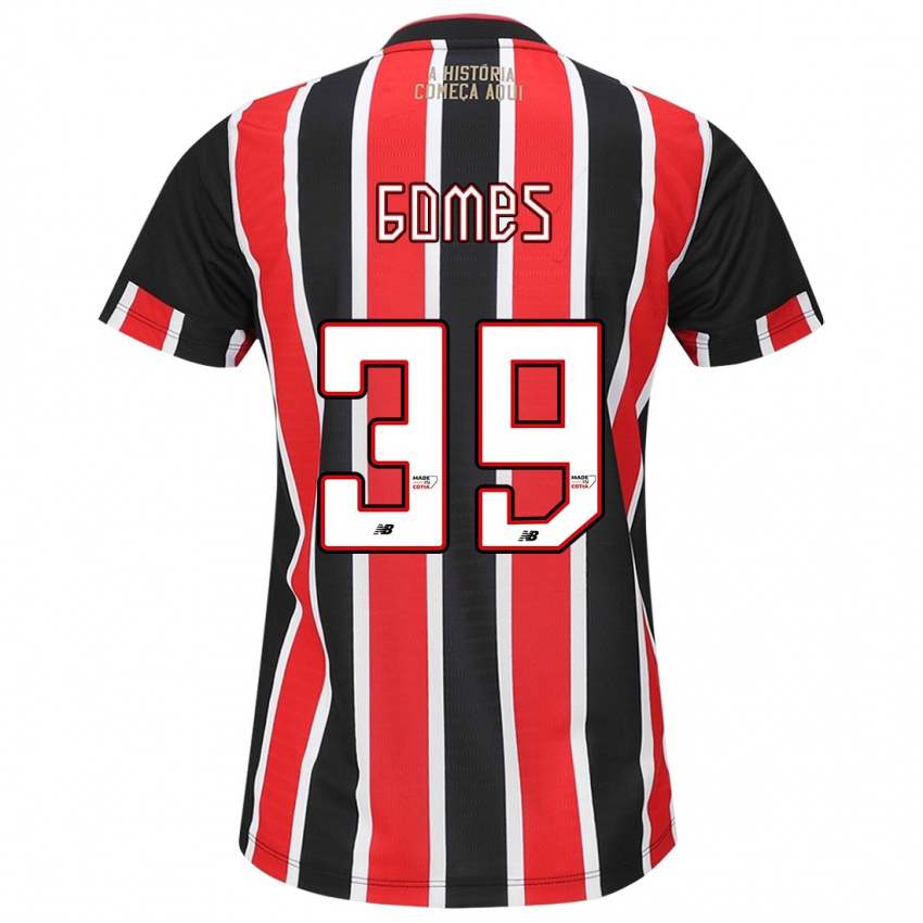 Uomo Maglia William Gomes #39 Nero Rosso Bianco Kit Gara Away 2024/25 Maglietta