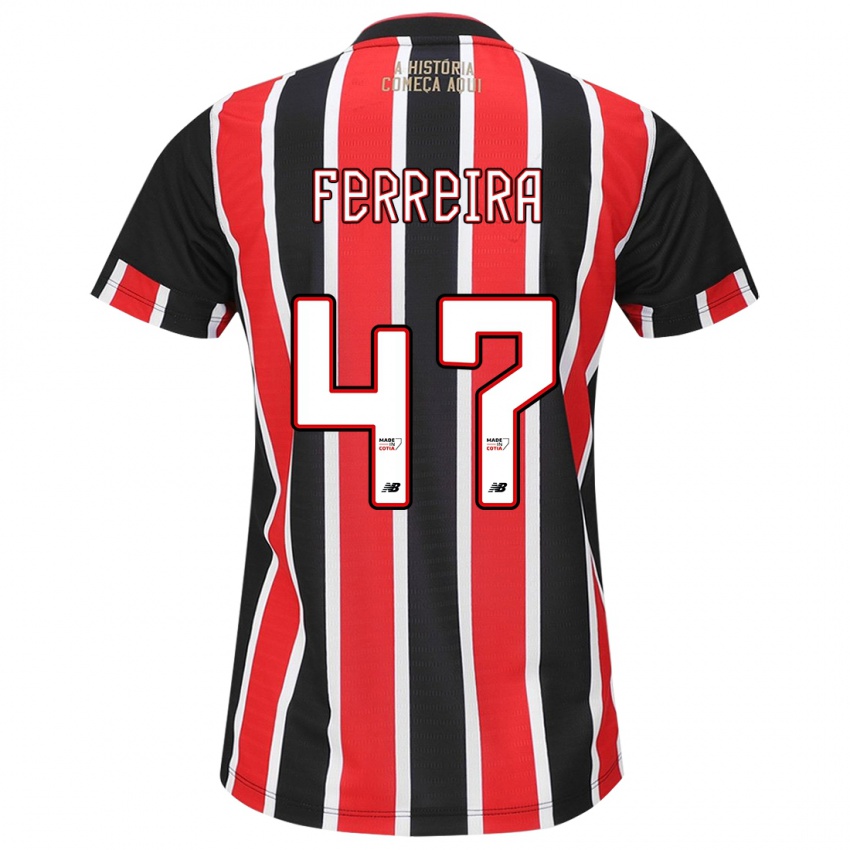 Uomo Maglia Ferreira #47 Nero Rosso Bianco Kit Gara Away 2024/25 Maglietta