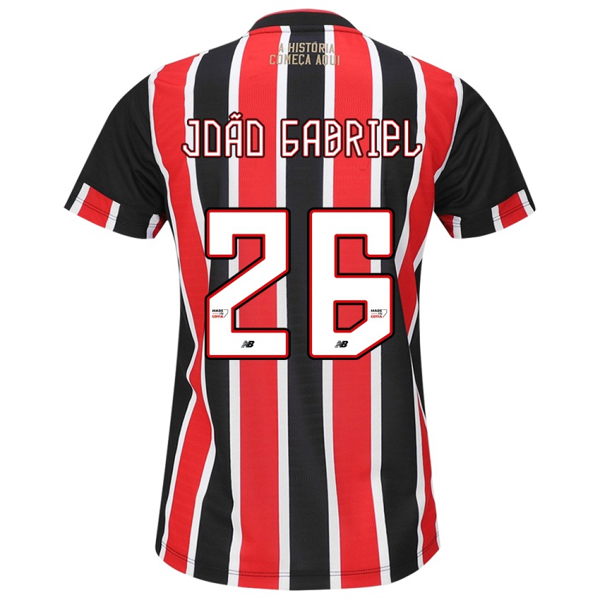 Uomo Maglia João Gabriel #26 Nero Rosso Bianco Kit Gara Away 2024/25 Maglietta