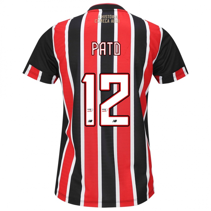 Uomo Maglia Alexandre Pato #12 Nero Rosso Bianco Kit Gara Away 2024/25 Maglietta